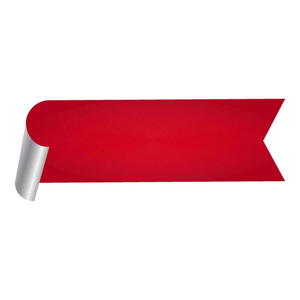 Empty Curl Paper Tag Or Banner Element In Red Color. vector