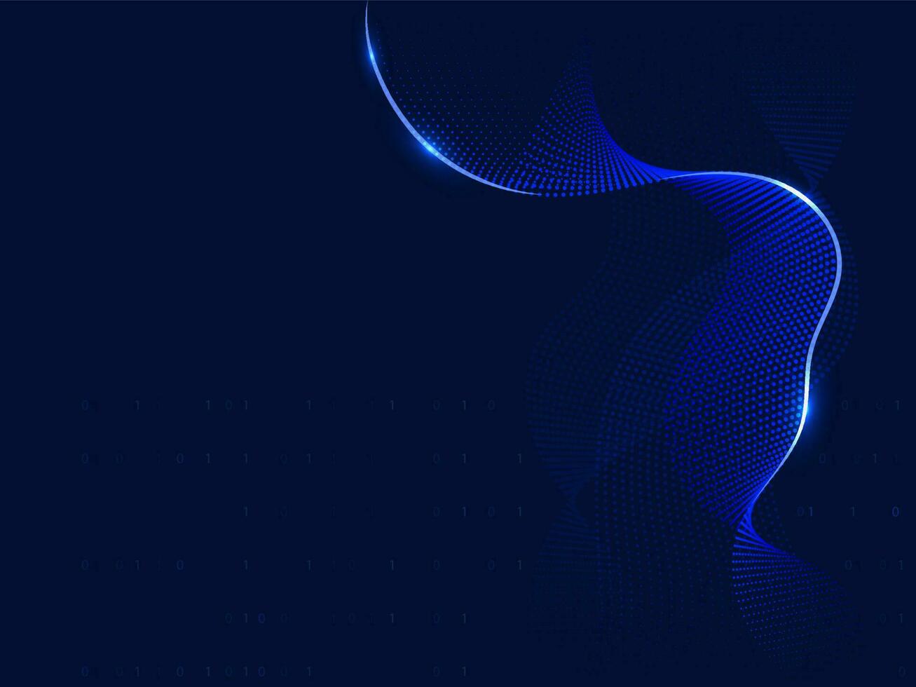 Abstract Wavy Background With Dotted Motion And Binary Code. vector