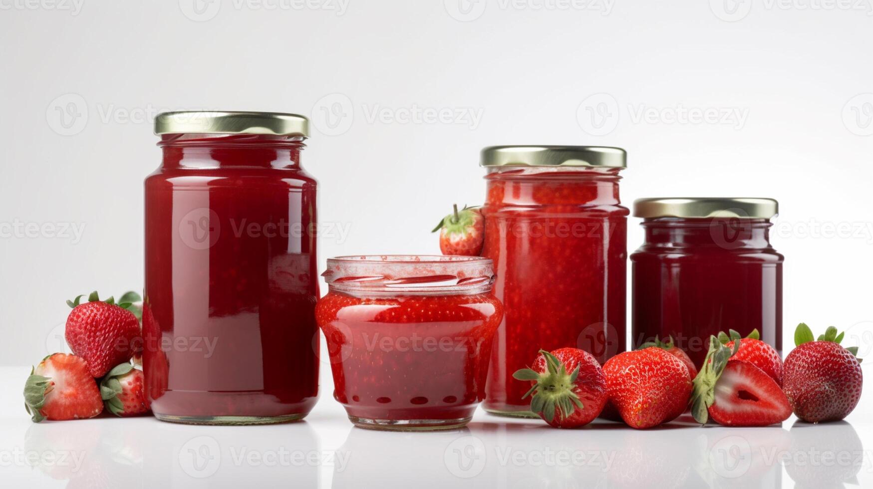 fresa mermelada con fresa Fruta en blanco antecedentes con generativo ai foto