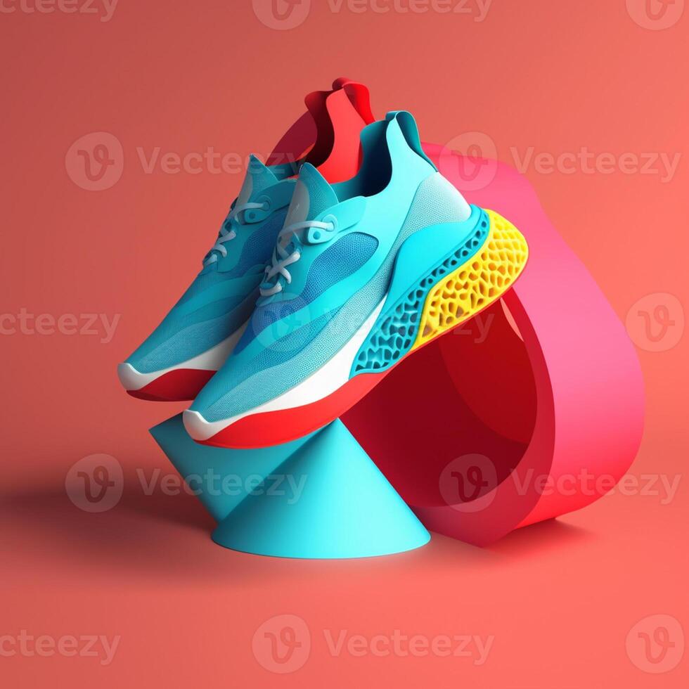 sports shoes in trending color palette for advertising with photo