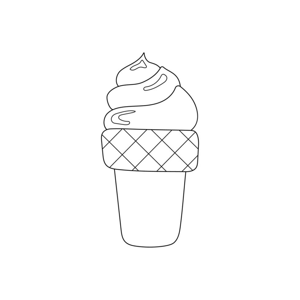 hand drawn vector illustration ice cream in waffle cone