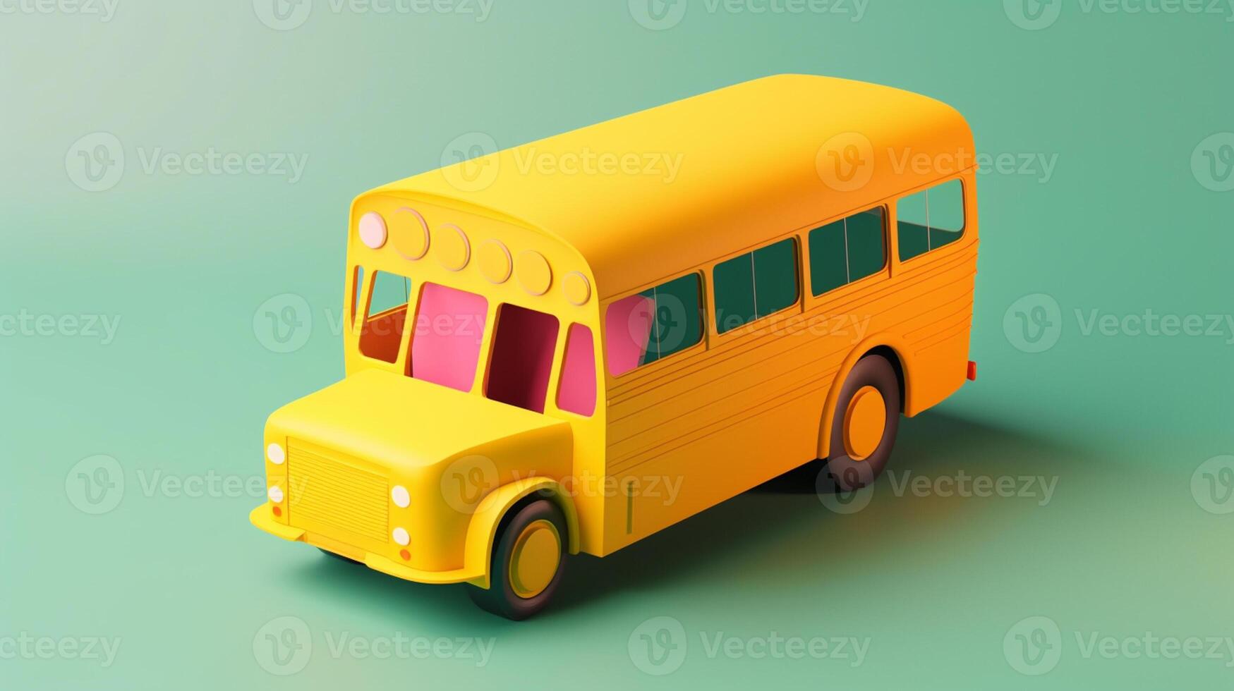 yellow school bus in trending color palette for advertising with photo