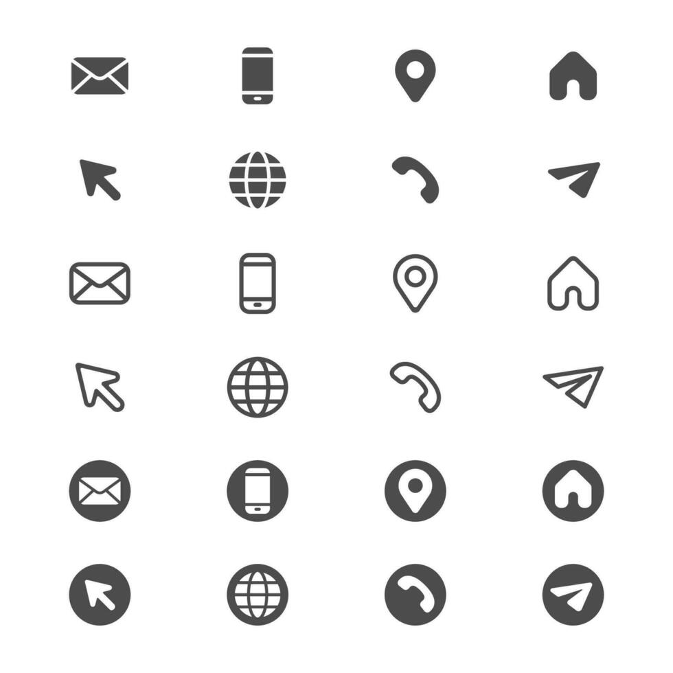 Fill and Outline Business Card Icon Collection vector