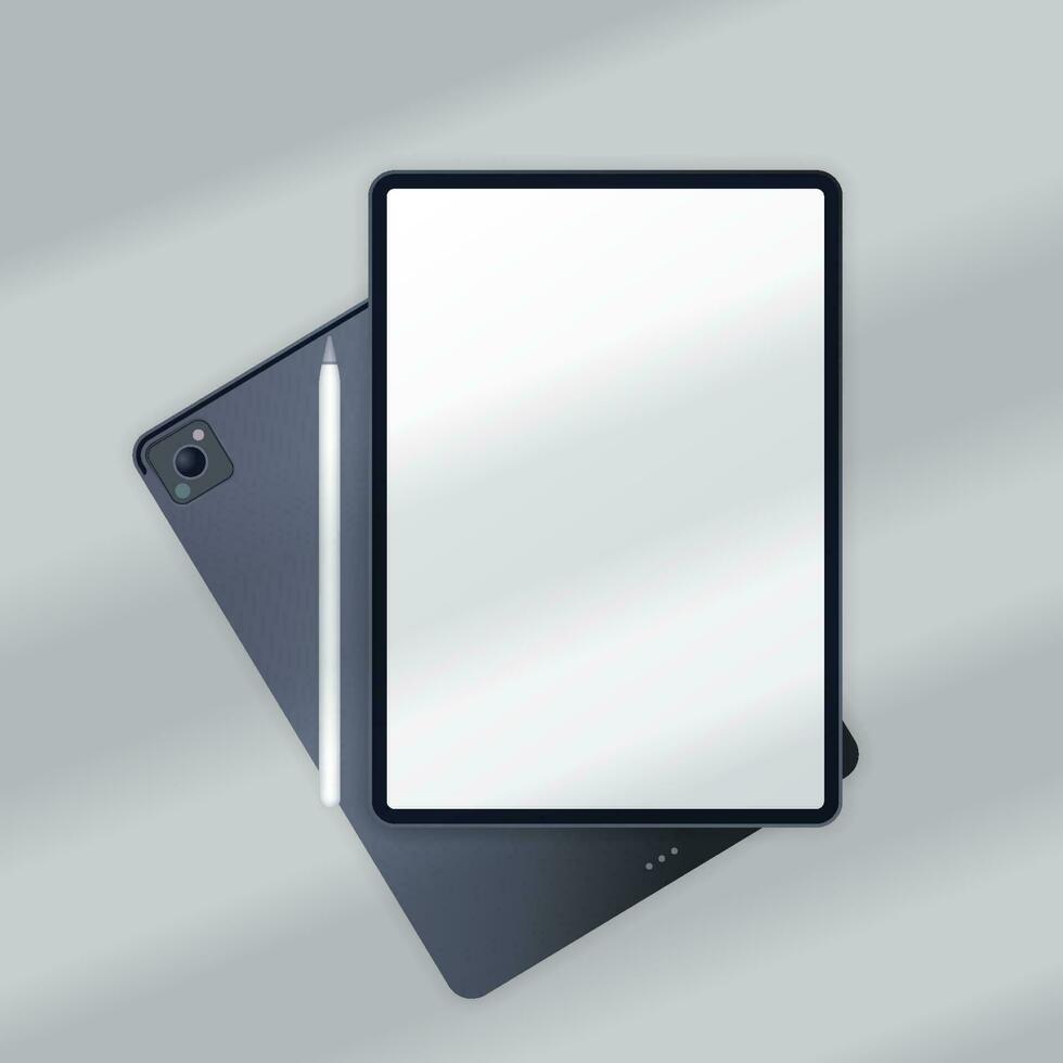 Realistic Dark Grey Tablet Mock Up vector