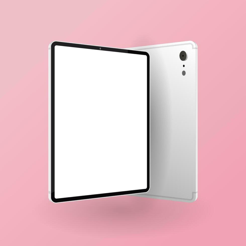 Realistic White Color Tablet Mock Up vector