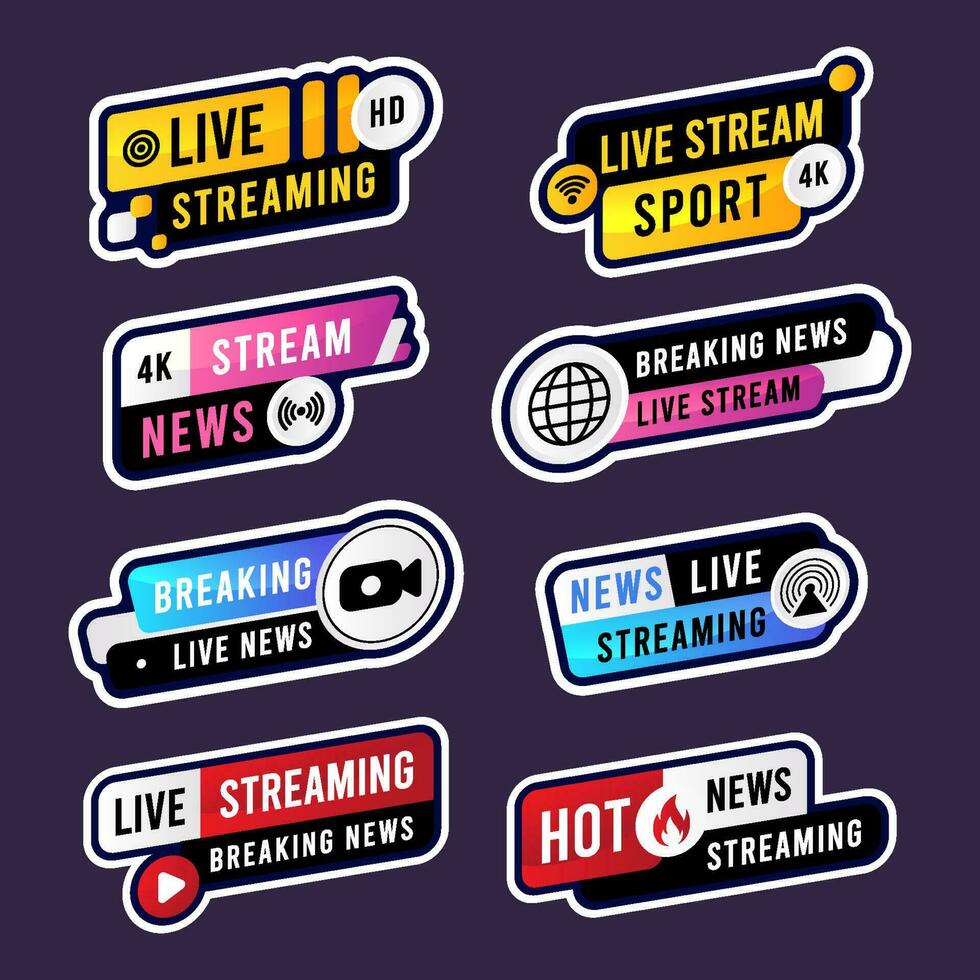 Gradient Multiple Color General Live Streaming Banner Collection vector