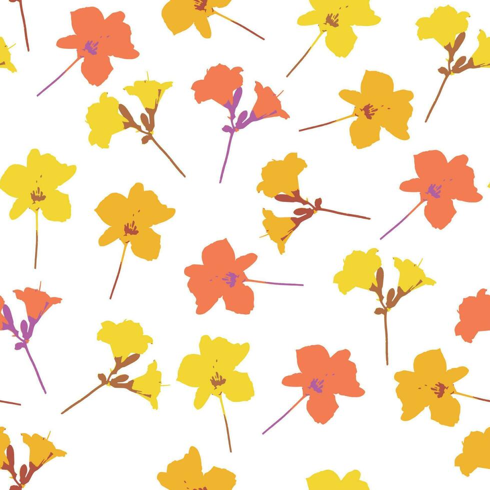 seamless mixed little flowers pattern on white background for fashion fabric vector