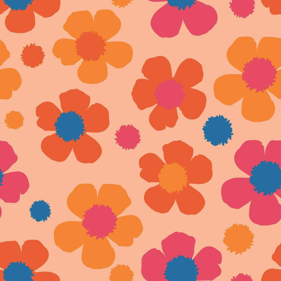 seamless doodle cute flowers pattern background for fashion fabric vector