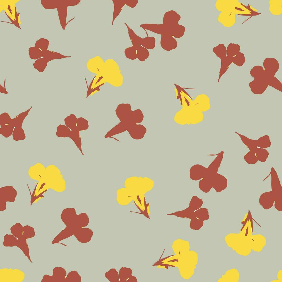 seamless mixed hand drawn red and yellow flowers pattern  background for fashion fabric vector