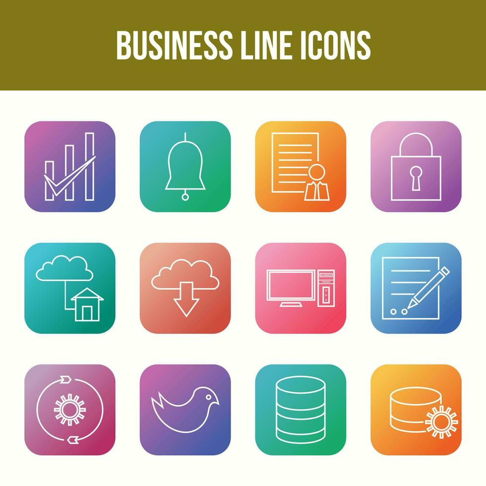 Unique Business Line icon set vector