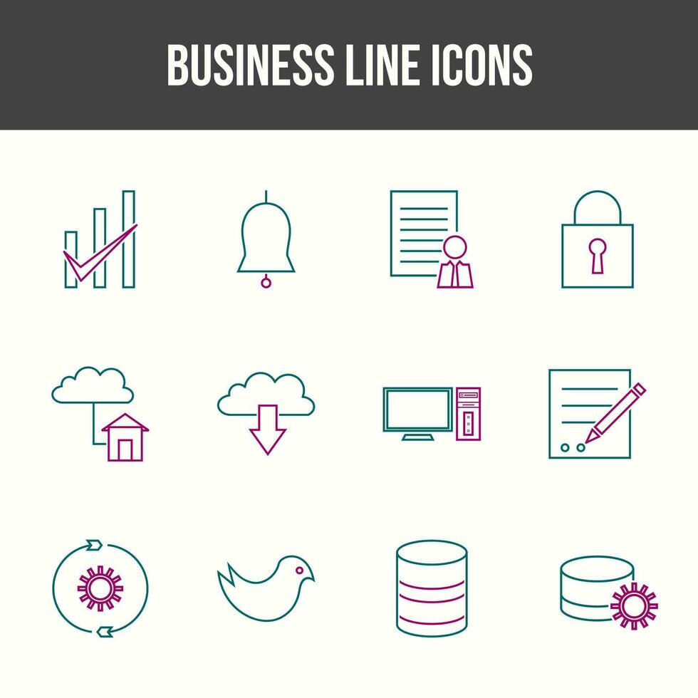 Unique Business Line icon set vector
