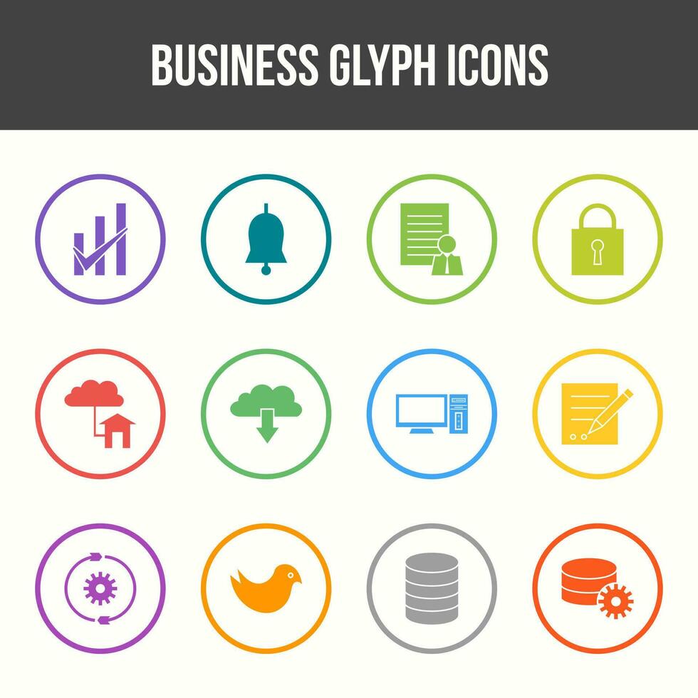 Unique Business Glyph icon set vector