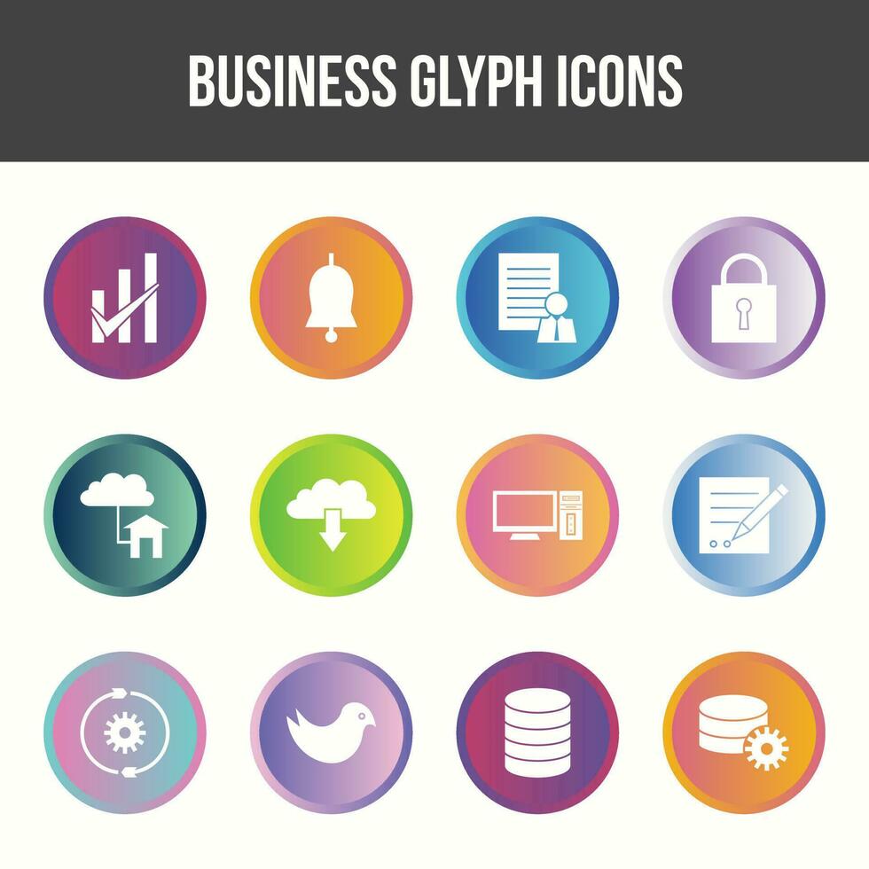 Unique Business Glyph icon set vector