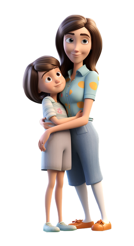 3d character of mother hugging her son. concept of happy mother’s day