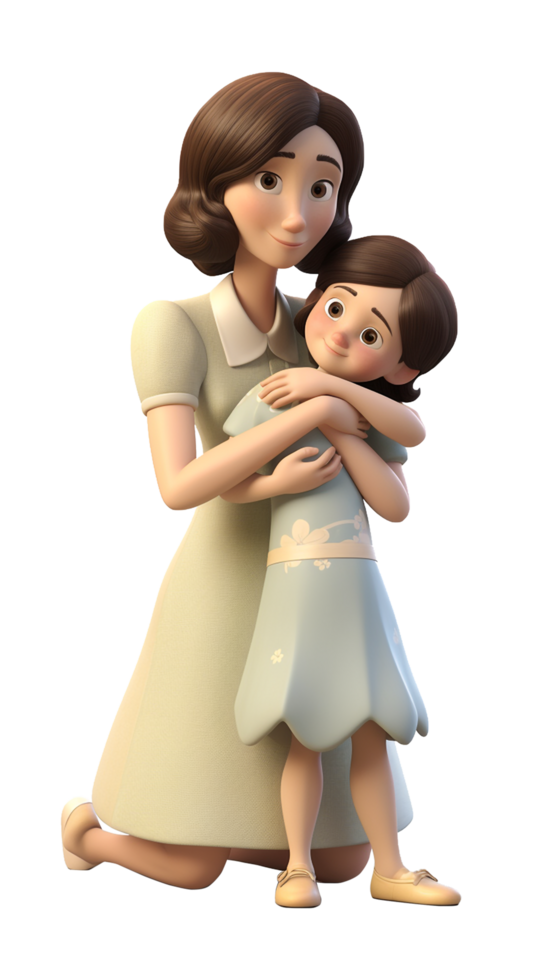 3d character of mother hugging her son. concept of happy mother's day. png