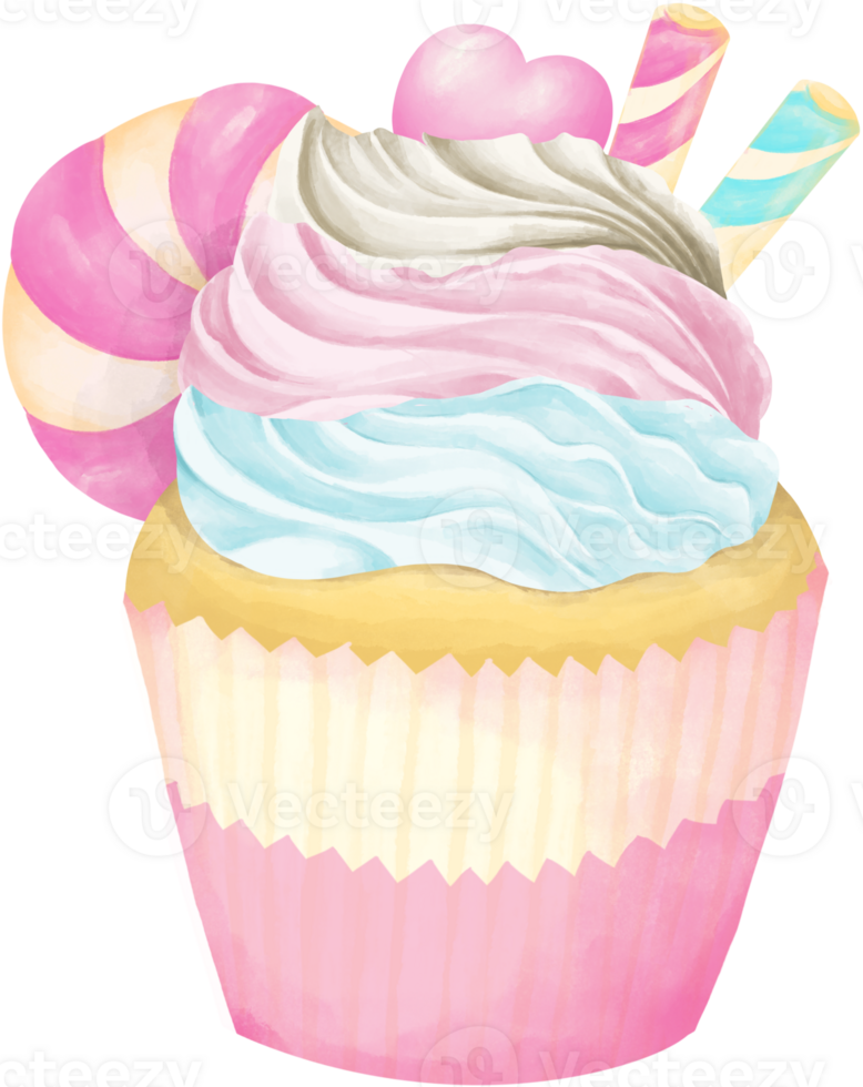 watercolor cupcake elements png