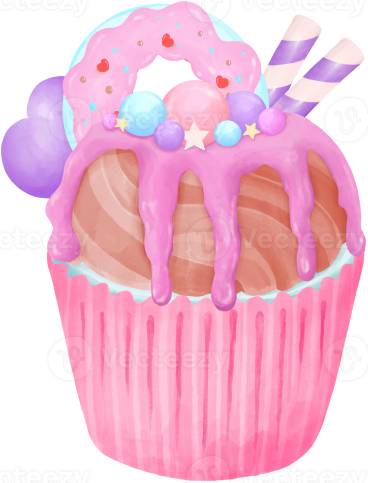 watercolor cupcake elements png