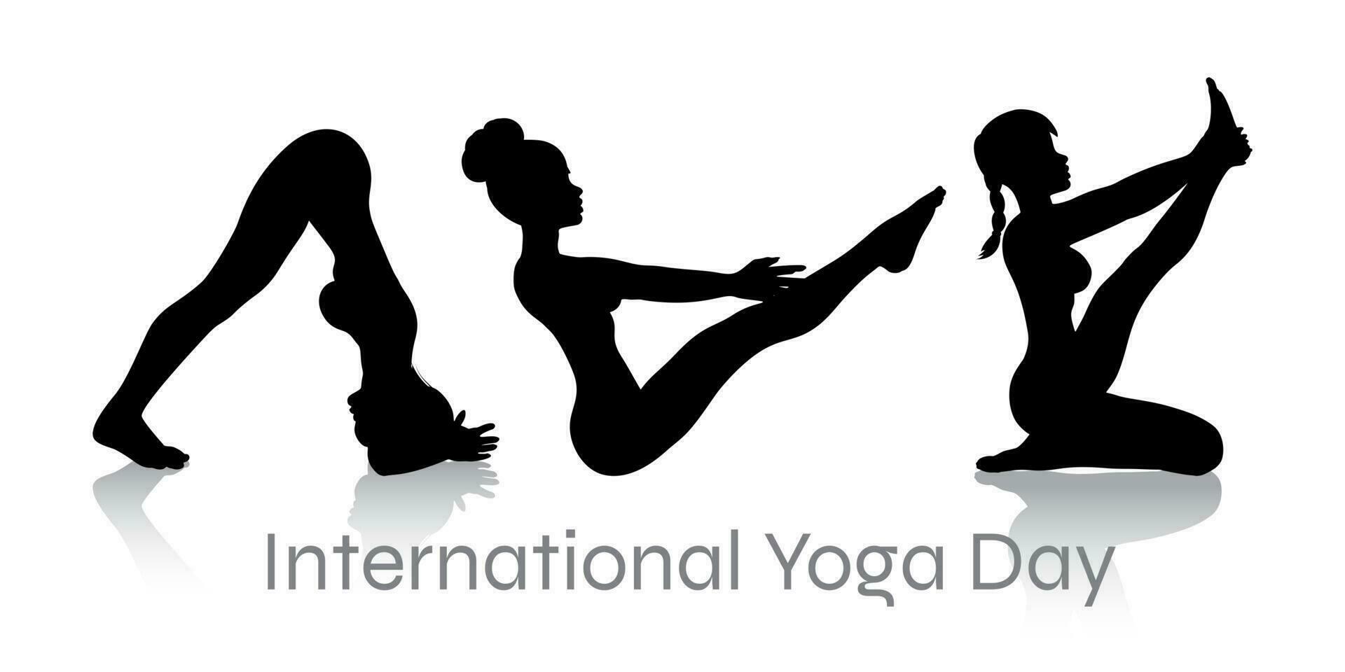 hembras en yoga poses para internacional yoga día vector