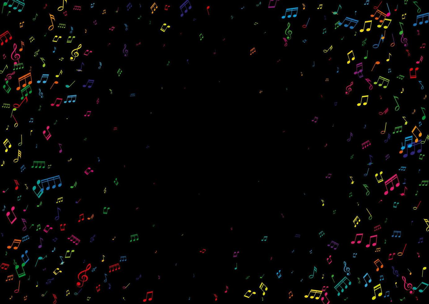 abstract background with colourful music notes border vector