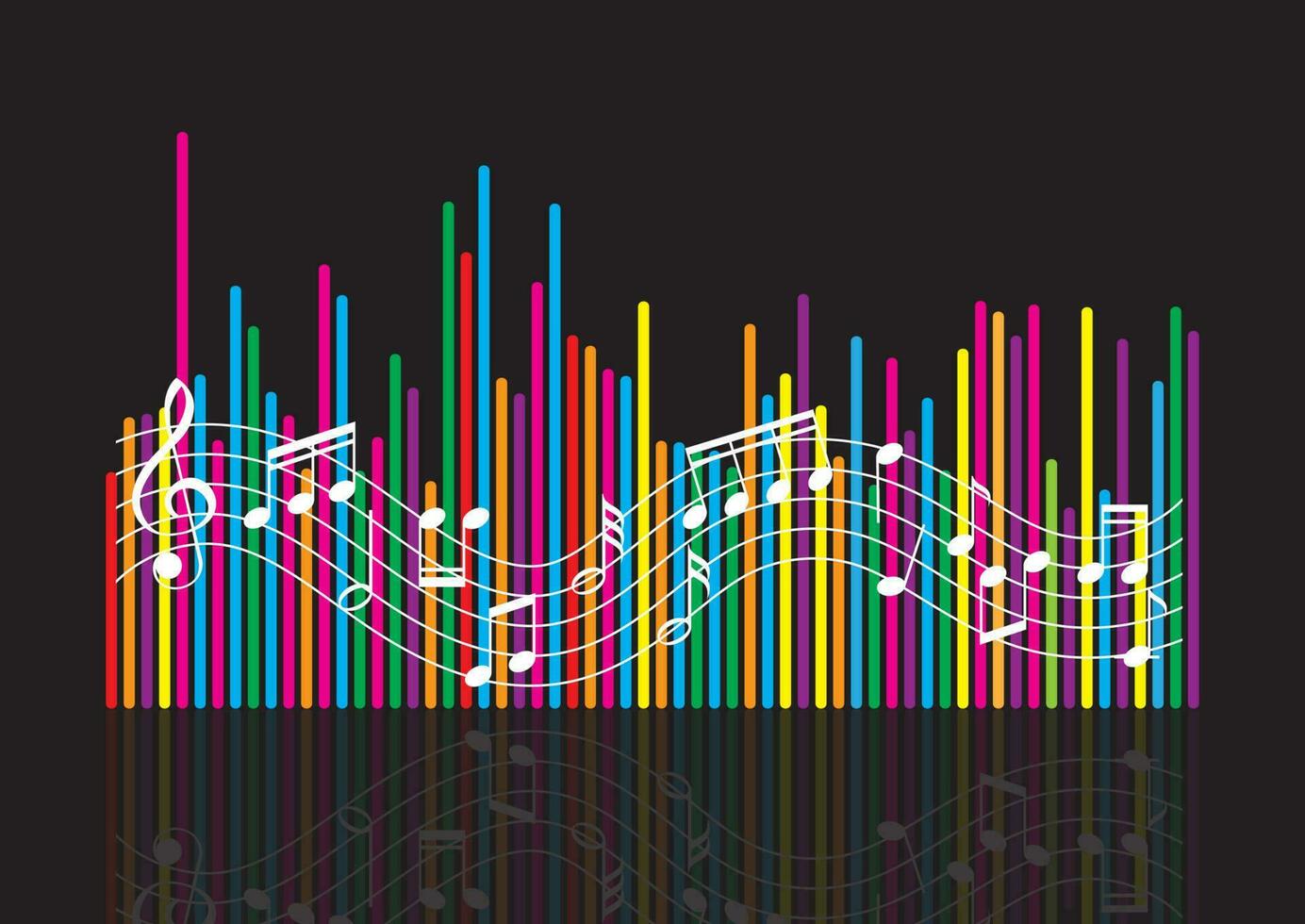 abstract soundwaves background with music notes vector