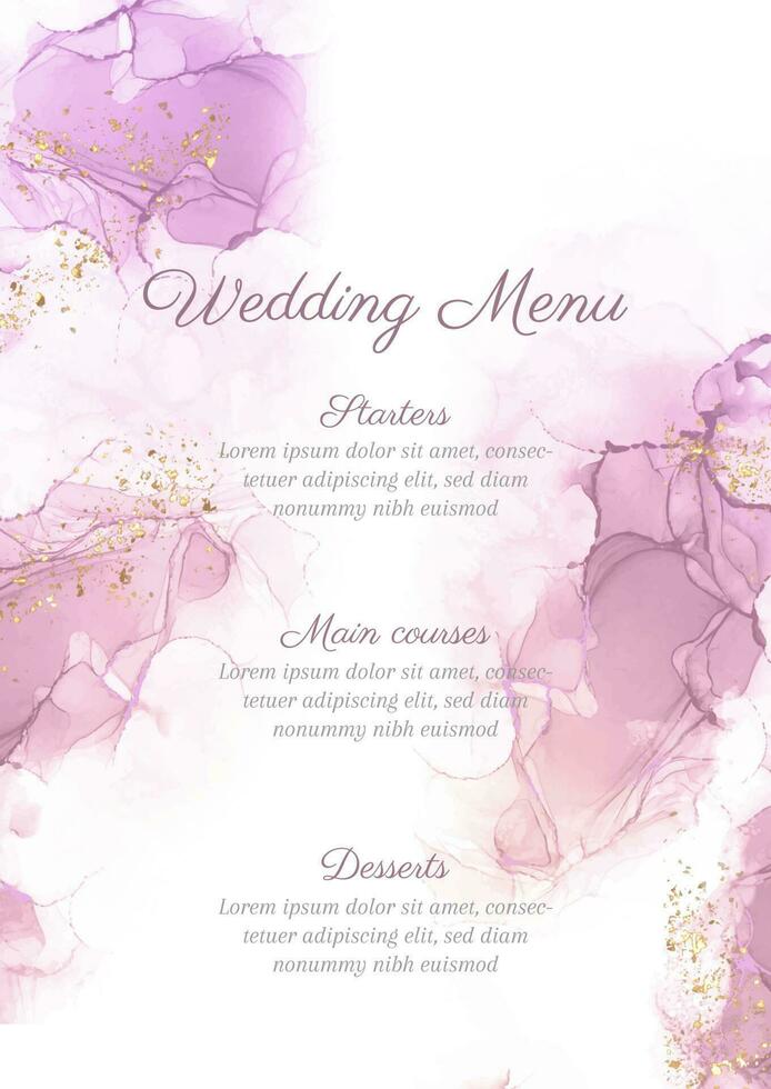 elegant hand painted wedding menu design vector