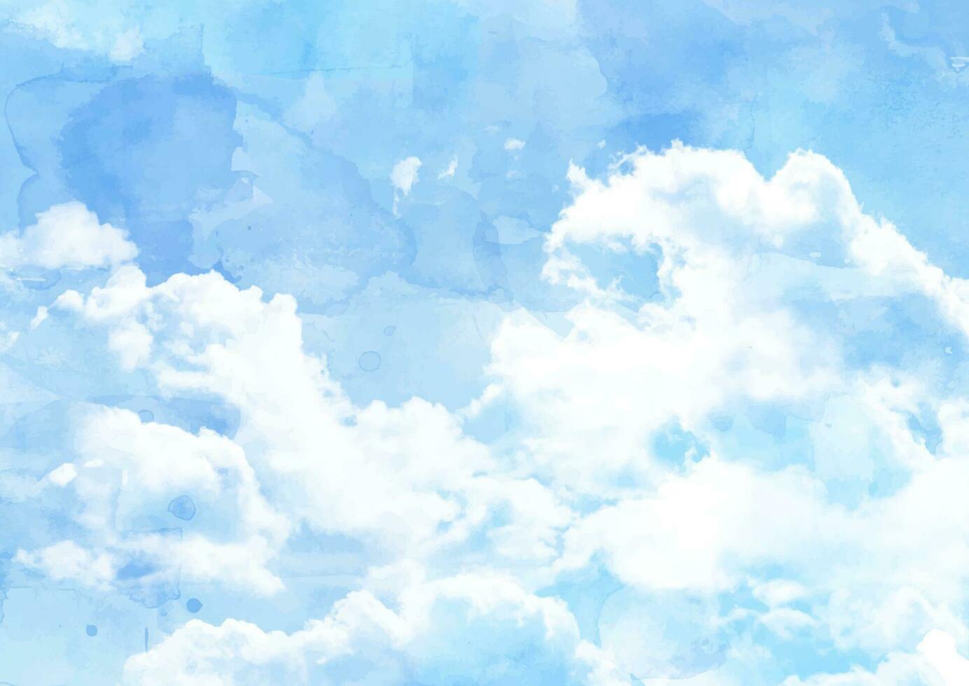 Watercolour background with painted clouds vector