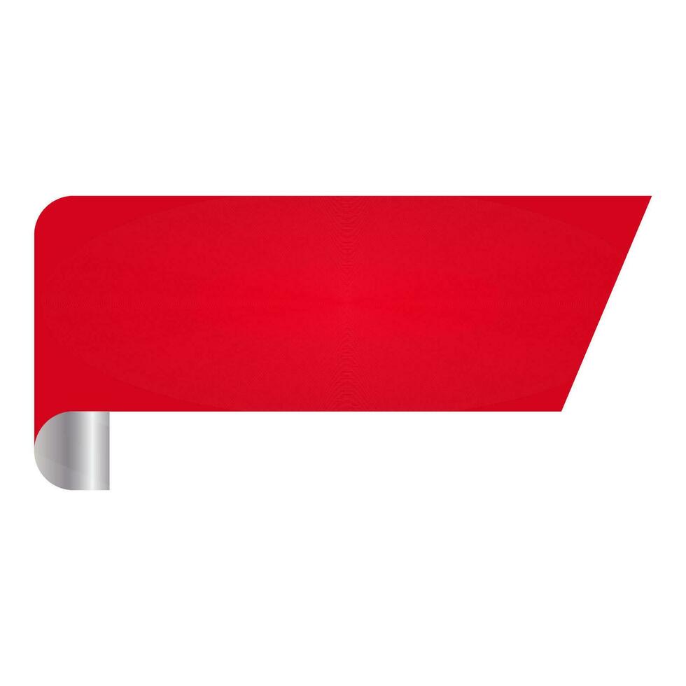Empty Curl Paper Tag Or Banner In Red Color. vector