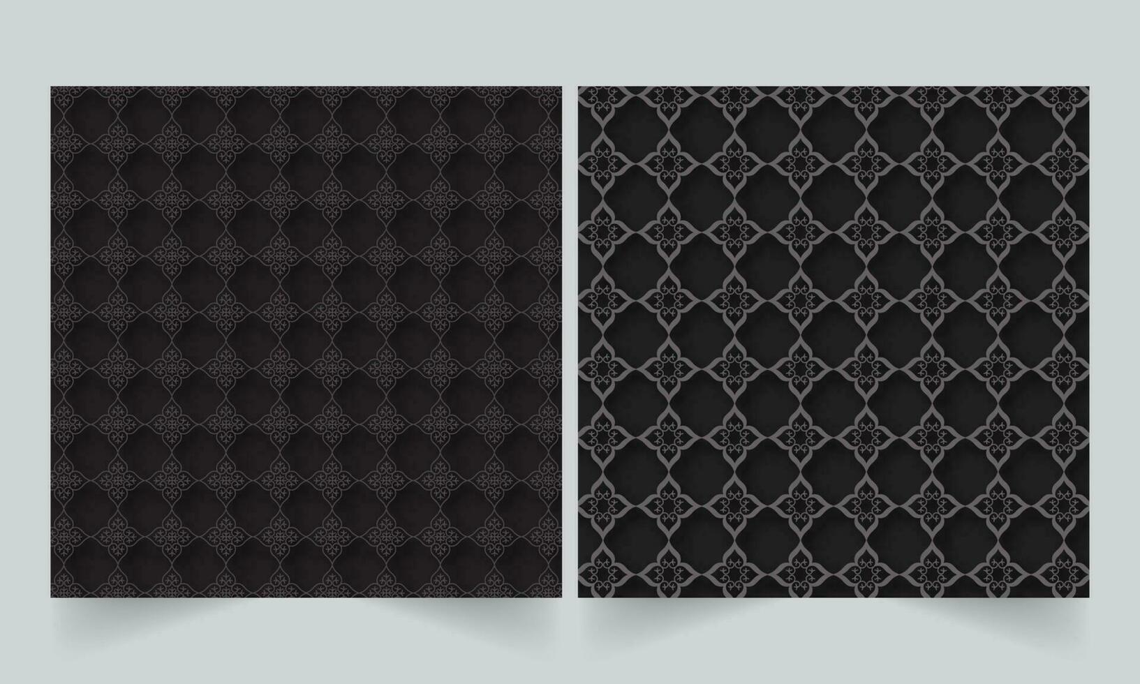 Set Of Seamless Islamic Or Floral Pattern Background In Black Color. vector