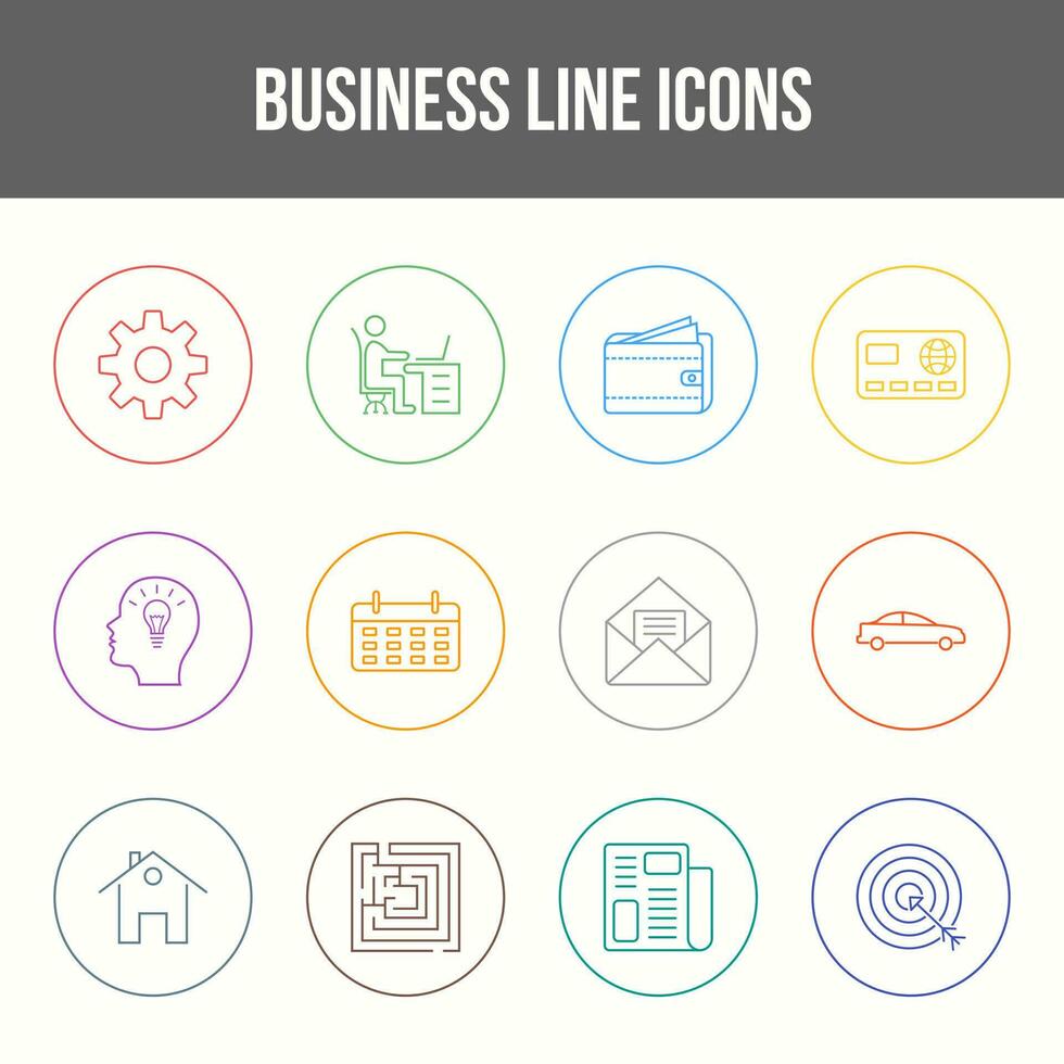 Unique Business Line icon set vector