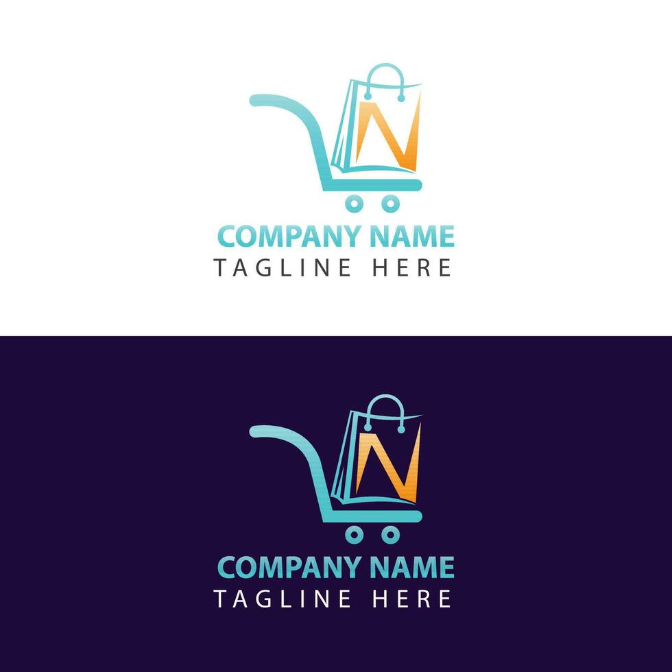 Letter N logo for shopping, marketing agency vector