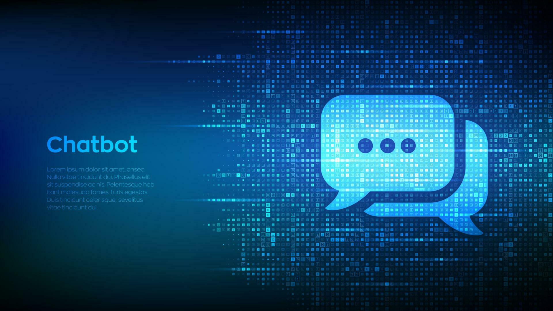 Chat icon made with binary code. Chatbot assistant application. Talk ...
