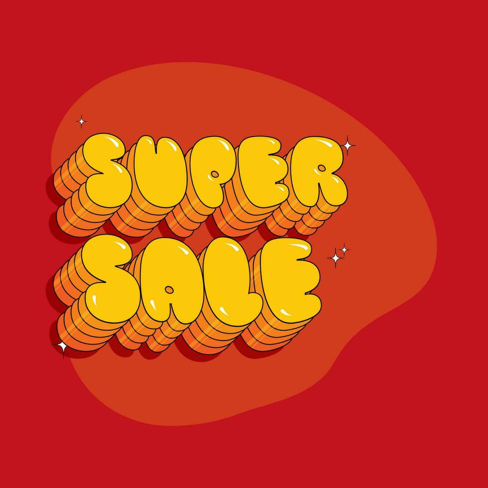 3D Layered Super Sale Font On Red Background. Advertising Poster Or Template Design. vector
