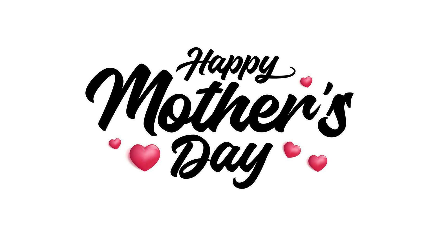 Mothers Day Simple Typography or Calligraphy Lettering With Love Heart Ornaments vector