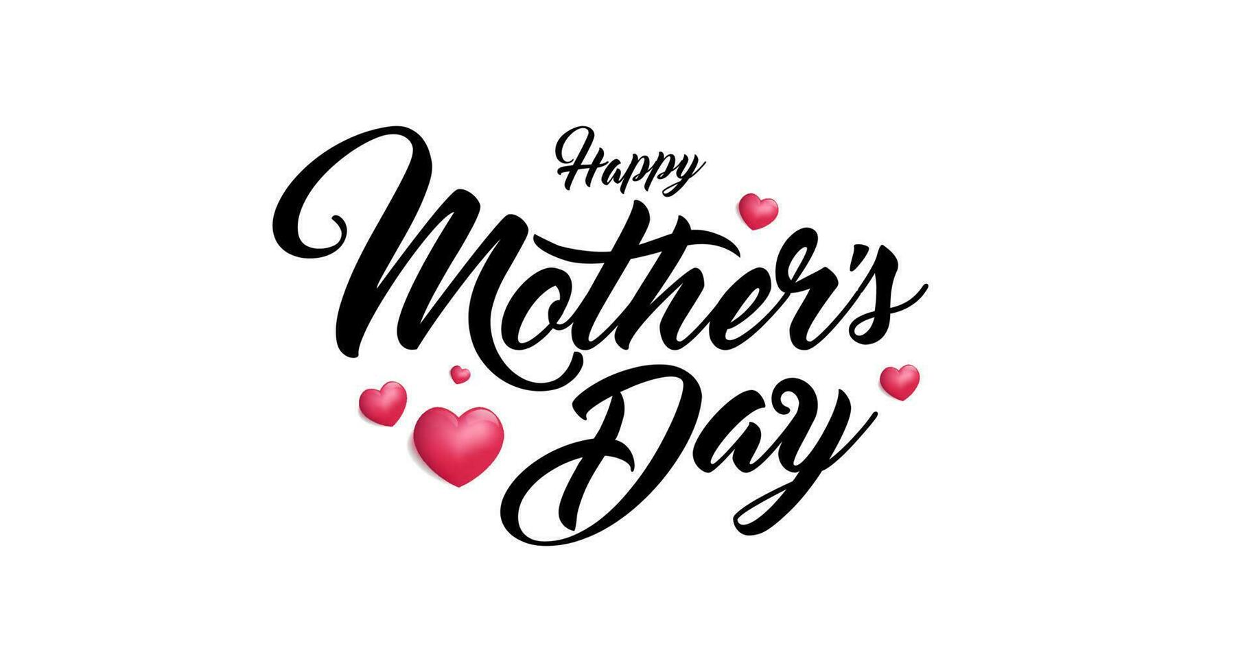 Mothers Day Simple Typography or Calligraphy Lettering With Love Heart Ornaments vector