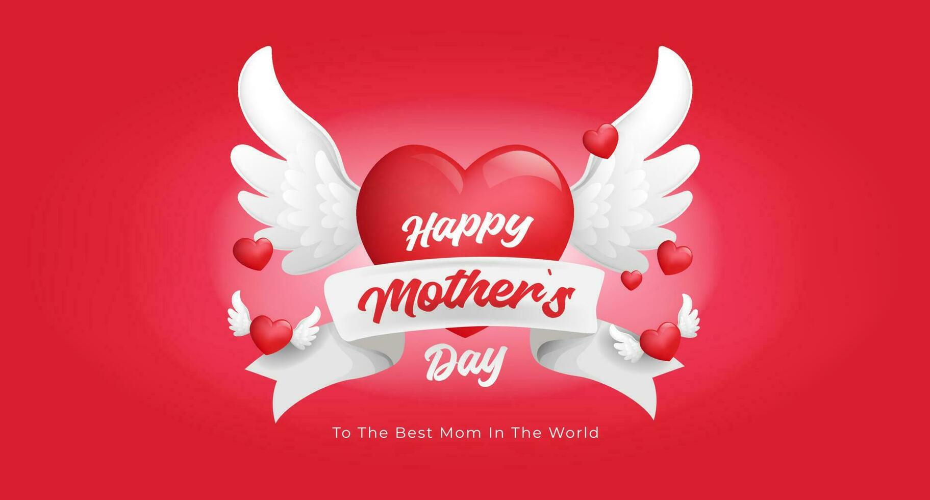 Mothers Day Typography or Calligraphy Lettering With Heart and Wing Illustration Ornaments vector