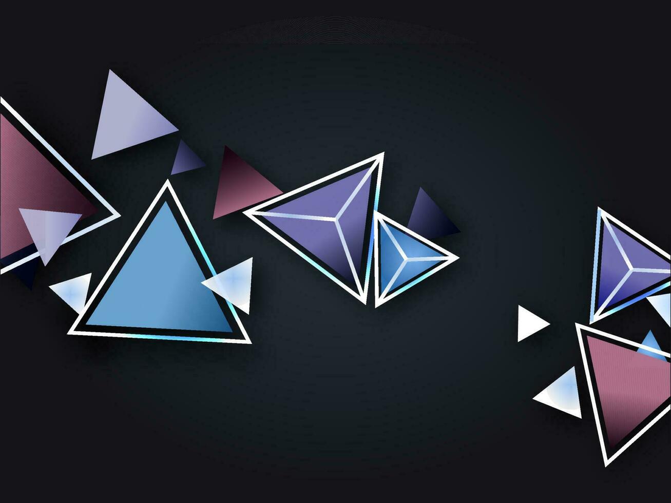 Colorful Geometric Triangle Elements Decorated On Black Background. vector