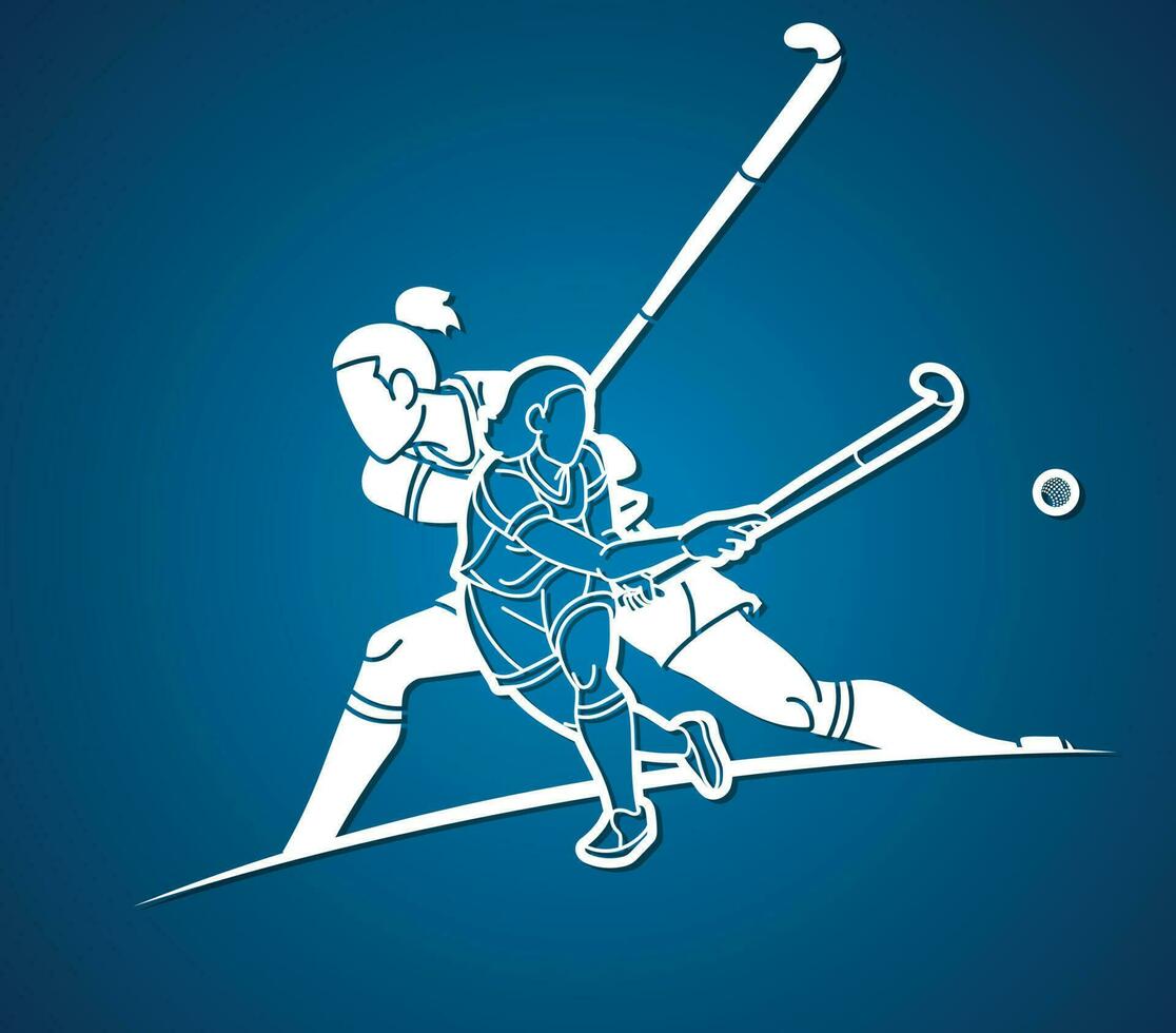 Silhouette Field Hockey Sport Team Mix Action vector