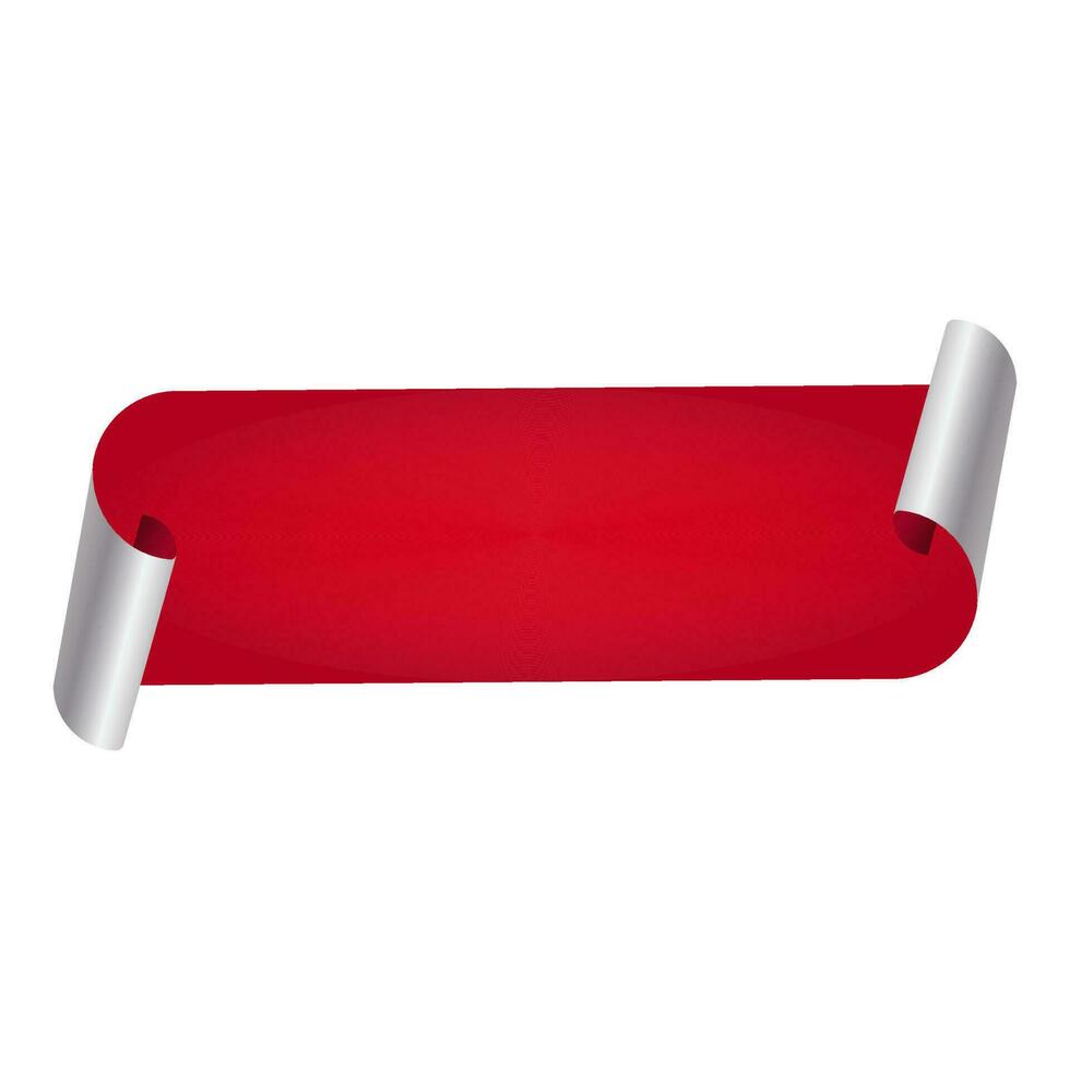 Red Empty Curl Paper Tag Or Banner On White Background. vector