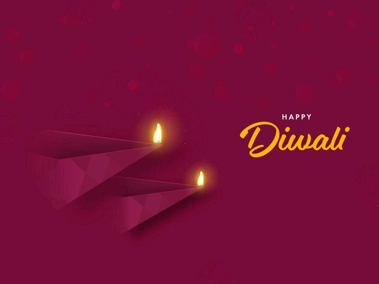 contento diwali celebracion concepto con papel cortar iluminado petróleo lamparas y espacio para tu texto. vector