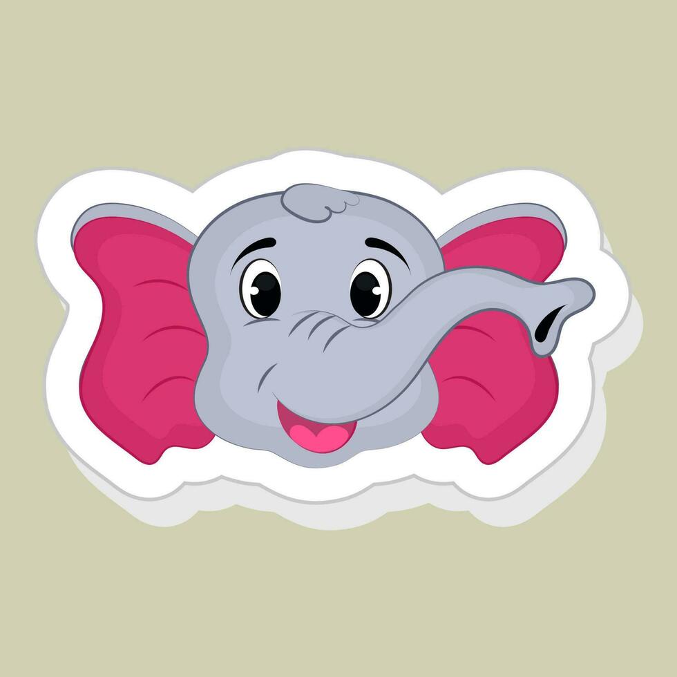 Sticker or label of Happy Elephant. vector