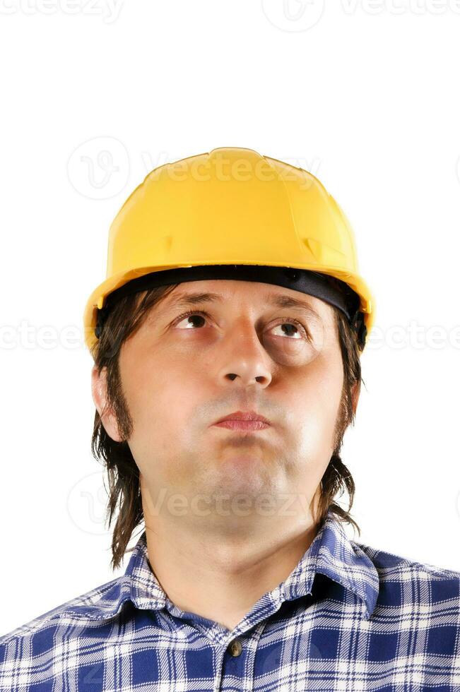 Worker thinking isolated photo