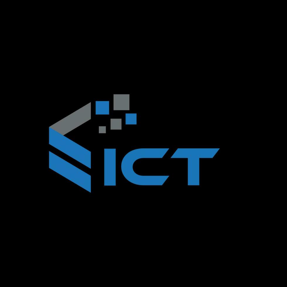 ICT letter logo design on black background. ICT creative initials letter logo concept. ICT letter design. vector