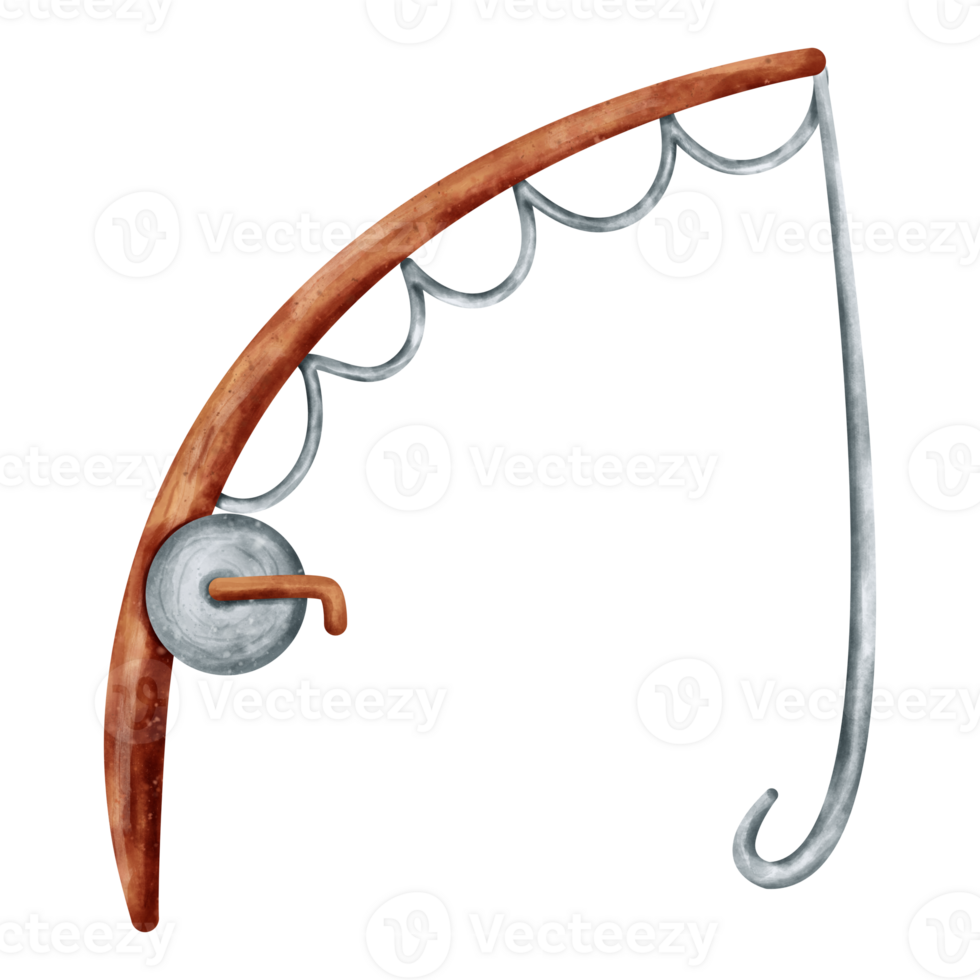 fishing rod watercolor png