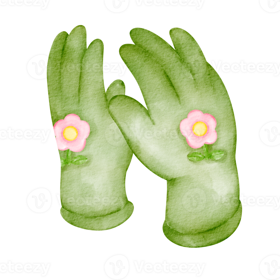 watercolor gloves gardening png