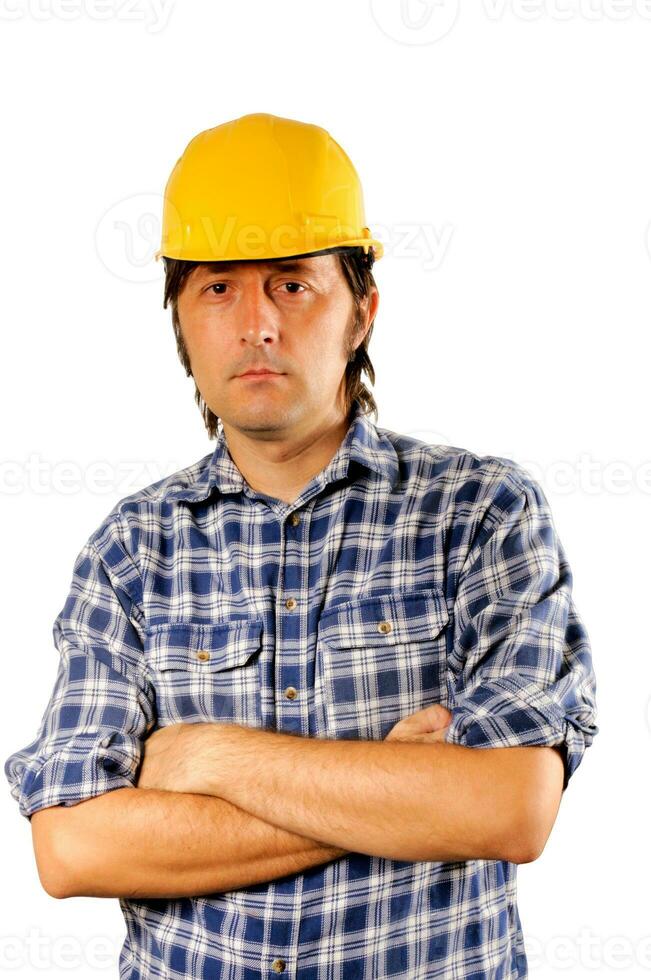 Worker isolated on white photo