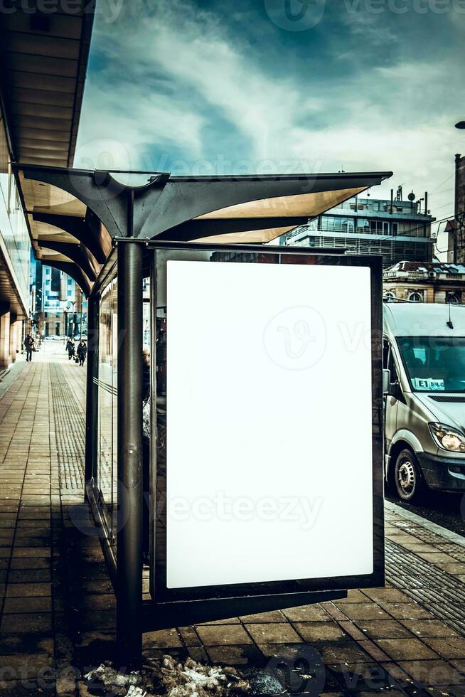 Blank billboard in the city photo