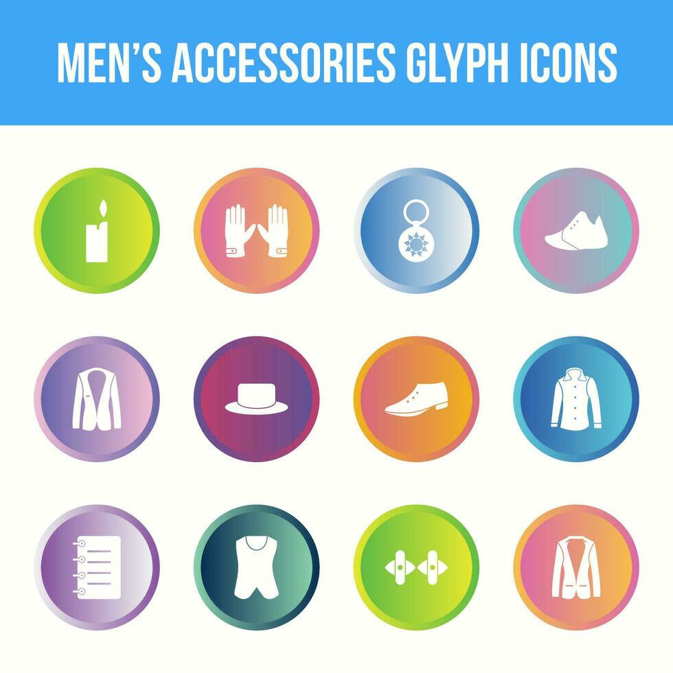 conjunto de iconos de glifo vectorial de accesorios únicos para hombres vector