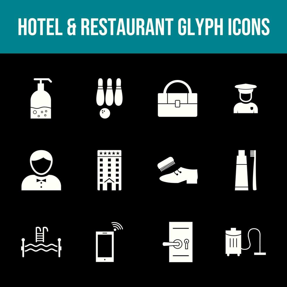 Beautiful Hotel and Restaurant vector icon set