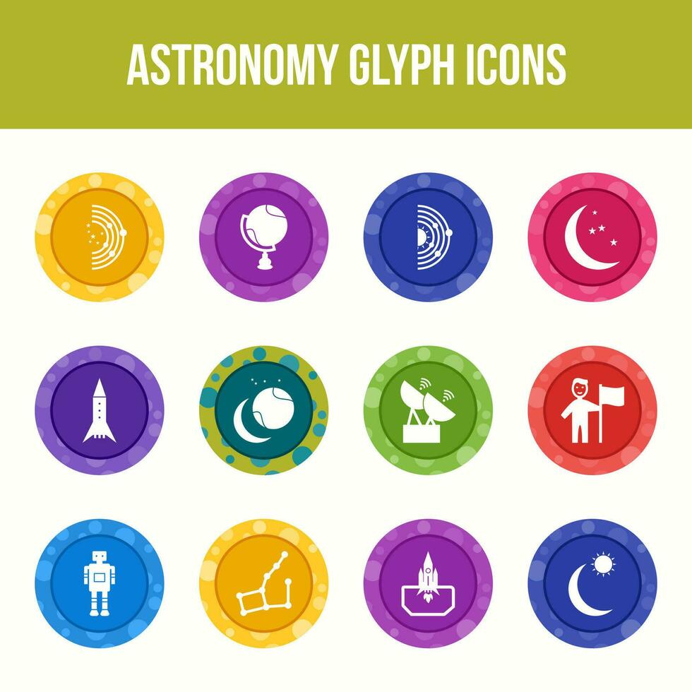 Unique astronomy vector glyph icon set