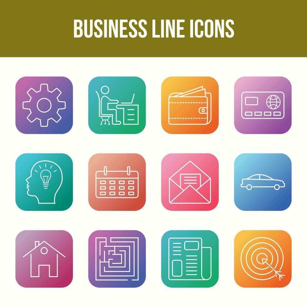 Unique Business Line icon set vector